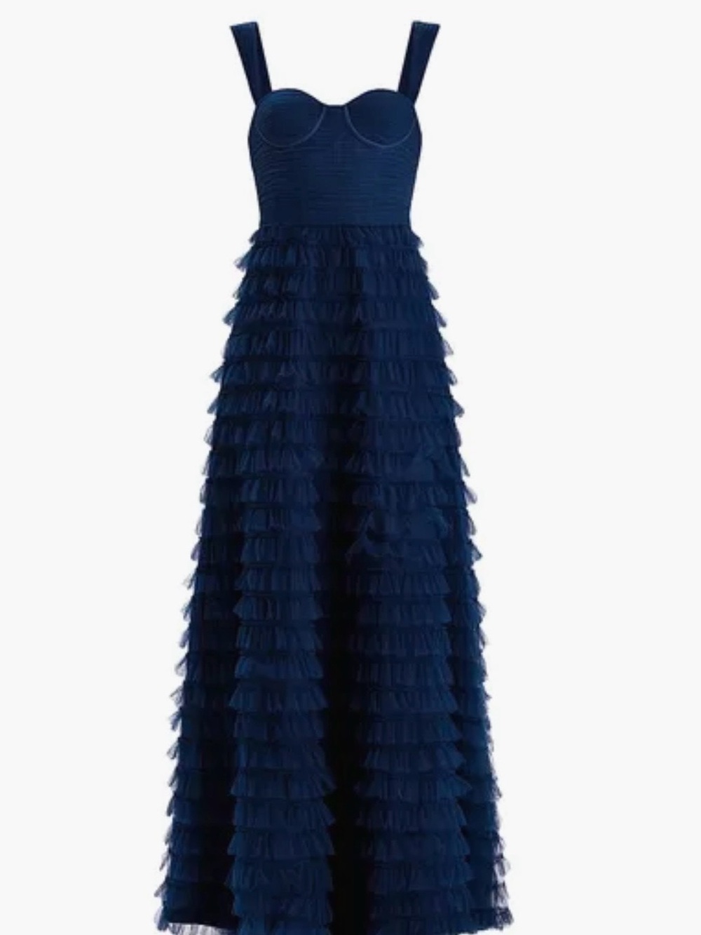 Zac Posen Midnight Blue Tulle Ruffled Prom Gown-Sz 0